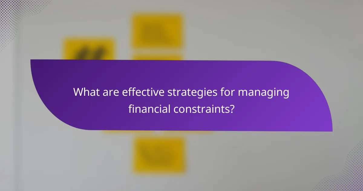 What are effective strategies for managing financial constraints?