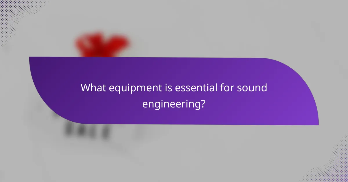 What equipment is essential for sound engineering?